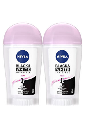 NIVEA Kadın Stick Deodorant Black&white Invisible Clear 48 Saat Anti-perspirant Koruma 40ml X2 Adet