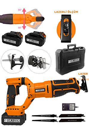 180 Derece Döner Başlıklı Şarjlı Kömürsüz Çelik Şanzıman Kemik Kesme Tilki Kuyruğu Testere Turuncu