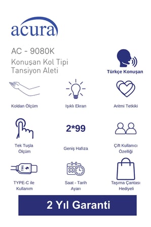 9080k Türkçe Konuşan Tam Otomatik Üst Koldan Tansiyon Aleti Çanta Hediyeli (yeni Kasa)
