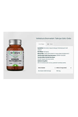 VeNatura Bromelain 60 Kapsül 2 Adet