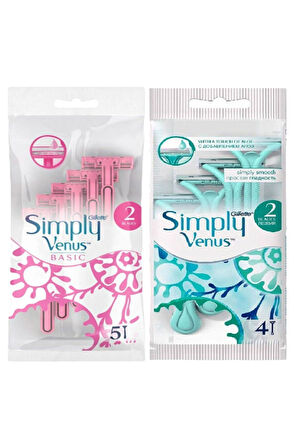 5'li Simply Venus 2 Basic Kadın Tıraş Bıçağı 2 Bıçaklı Simply Venus 4'lü Poşet