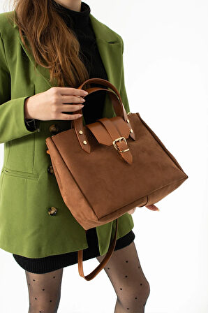 Kadın El Ve Omuz Çantası Yavrulu Suet Deri Yeni Sezon Yeni Stil Dizayn