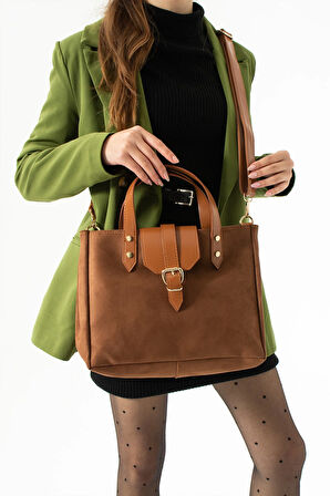 Kadın El Ve Omuz Çantası Yavrulu Suet Deri Yeni Sezon Yeni Stil Dizayn