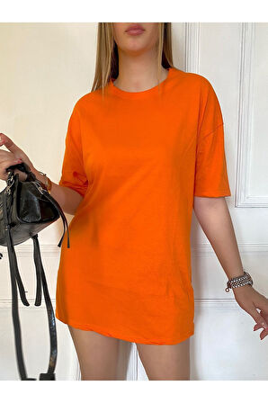 Unısex Düz Renk Basic Oversize Pamuklu Örme Kısa Kollu Bol Kalıp Tshirt