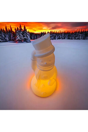 Titreyen Işıklı Kardan Adam Şeklinde Yılbaşı Masa Süsü ( 13cm X 6cm )