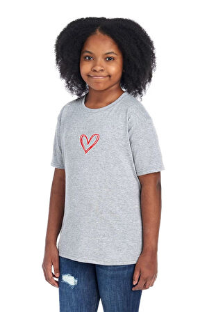LUNAVISTA Kadın Kırmızı Kalp Baskılı Oversize T-shirt