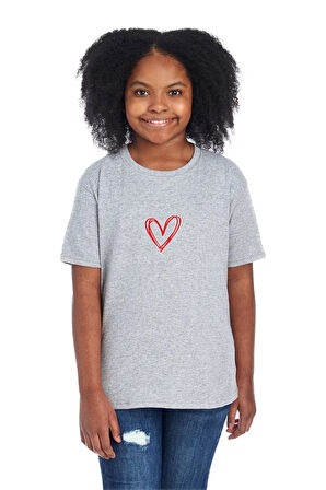 LUNAVISTA Kadın Kırmızı Kalp Baskılı Oversize T-shirt