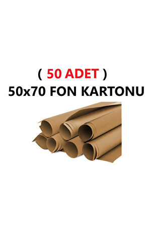 ( 50 Adet ) 50x70 Cm Kahverengi Renkli Fon Kartonu Rulo Canlı Renk Büyük Boy Anaokulu Kreş Okul