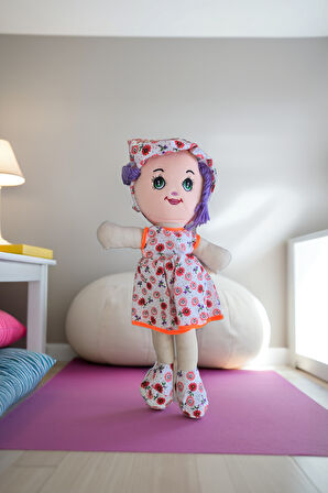 Oyuncak Bez Bebek 50cm Pembe Elbiseli Kız Çocuk Oyuncak Bebek Eğitici Oyuncaklar