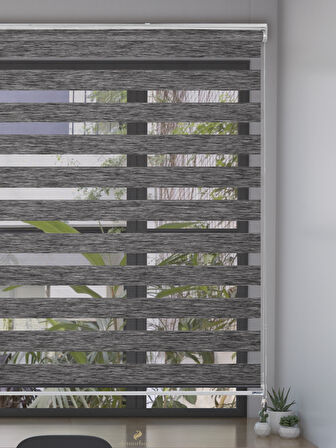 Demor Home Siyah Renk Yüksek Kalite Bambu Zebra, Mekanize Perde