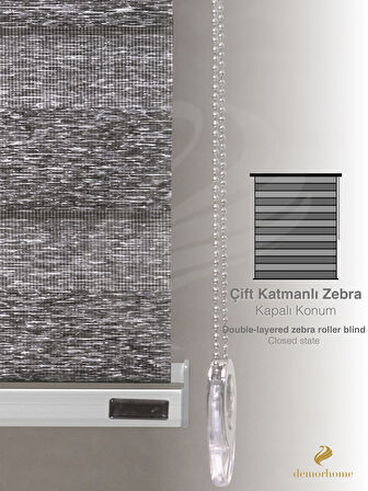 Demor Home Siyah Renk Yüksek Kalite Bambu Zebra, Mekanize Perde