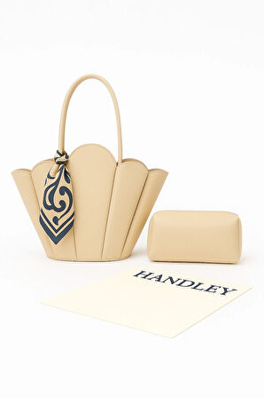 Lüks Tasarım Scallop Omuz & El Çantası Seti (Cüzdan Fular Hediyeli)