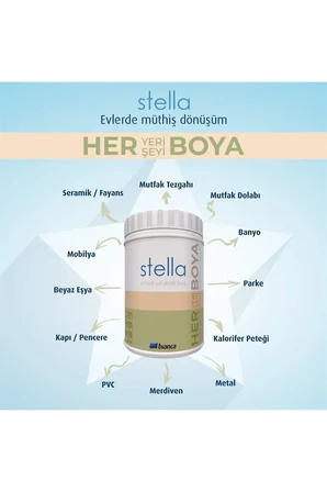 Stella Su Bazlı Saf Akrilik Boya Tüm Renkler 1Lt Her Yeri Boyar
