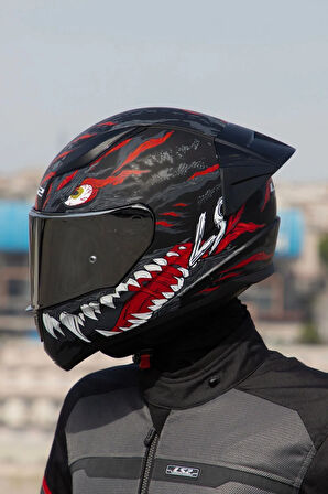 RAPID 2 RACE KAIJU MAT SİYAH-KIRMIZI-BEYAZ KASK