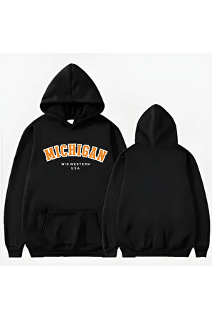 MİCHEGAN USA BASKLI KAPİŞONLU SWEATSHİRT