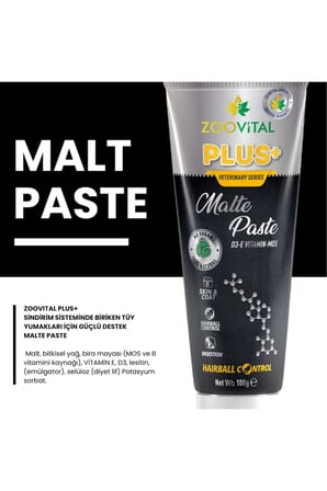 Plus Malte Paste 100 gr Tüy Yumağı Önleyici Vitamin D3 E Vitamini İçeren Malt Macun