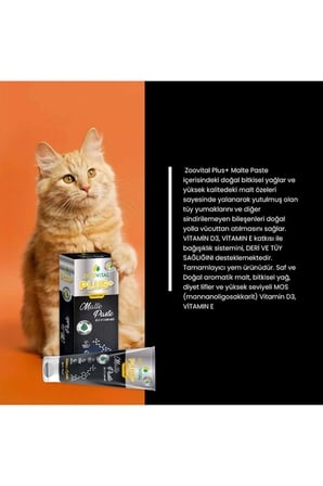 Plus Malte Paste 100 gr Tüy Yumağı Önleyici Vitamin D3 E Vitamini İçeren Malt Macun