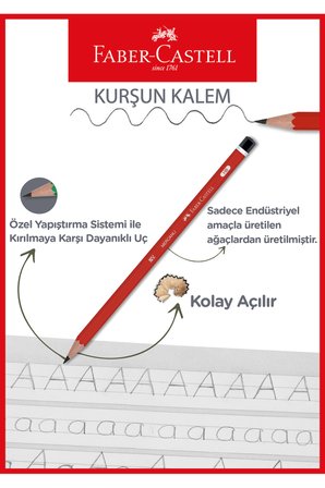 Köşeli Mercanlı Mavi Kurşun Kalem 12'li HB Uç, Kırılmaya Dayanıklı, İz Bırakmadan Silinir