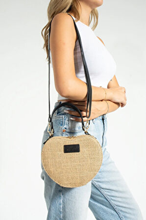 Hasır El Çantası Ve Omuz Çantası Kalpli Çanta