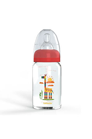 Desenli Cam Biberon Zürafa Dar Ağız 125ml 0ay 30302