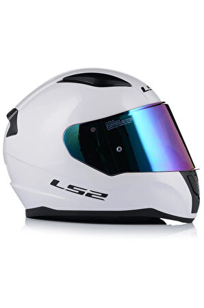 Rapıd 2 Beyaz Kapalı Motosiklet Kaskı Gökkuşağı Camlı