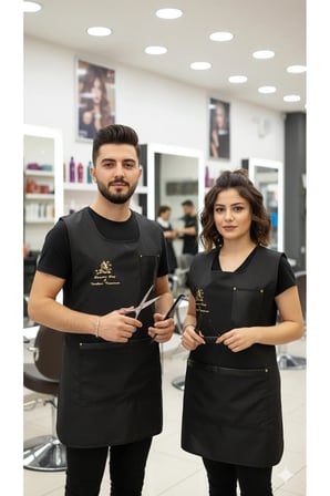 Kuaför Yelek Önlük Çift Taraflı Deri Detaylı Boya Önlüğü
