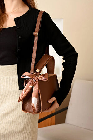 FULARLI ŞIK TREND EL VE OMUZ ÇANTASI