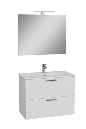 Mia 75024 Banyo Dolabı Seti, Çekmeceli, 80 Cm, Parlak Beyaz