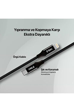 USB-C - Lightning Hızlı Şarj Kablosu 150cm 2DK41 ttec AlumiCable Halat Kablo