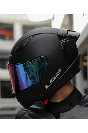 Rapıd 2 Race Mat Siyah Fullface Motosiklet Kaskı Gökkuşağı Camlı