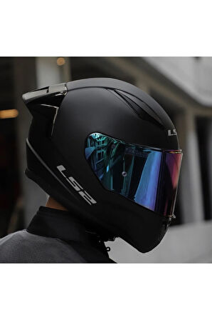 Rapıd 2 Race Mat Siyah Fullface Motosiklet Kaskı Gökkuşağı Camlı