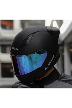 Rapıd 2 Race Mat Siyah Fullface Motosiklet Kaskı Gökkuşağı Camlı