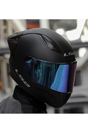 Rapıd 2 Race Mat Siyah Fullface Motosiklet Kaskı Gökkuşağı Camlı