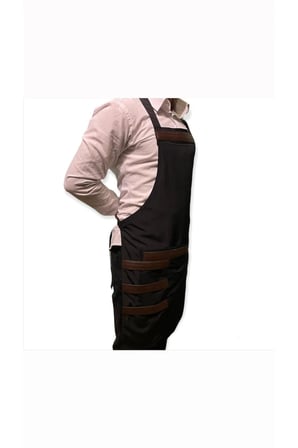 Askılı Deri Detaylı Micropolyester Önlük Cafe Chef Restoran Kuaför Önlük Modeli