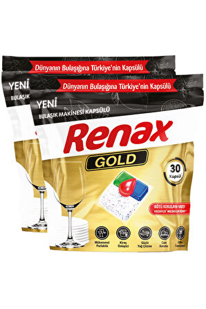 Renax Gold Bulaşık Makinesi Kapsülü Hepsi Bir Arada 30 Lu X 2 Adet