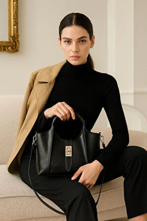 Lüks Tokalı Parlak Cerry Omuz & El Çantası