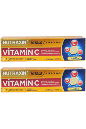 Nutraxin Efervesan - Vitamin C-D-Zinc 15 Tablet 2 Adet