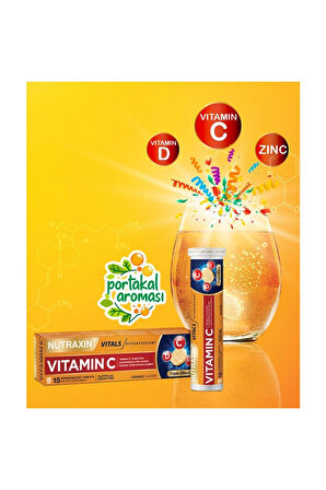 Nutraxin Efervesan - Vitamin C-D-Zinc 15 Tablet 2 Adet