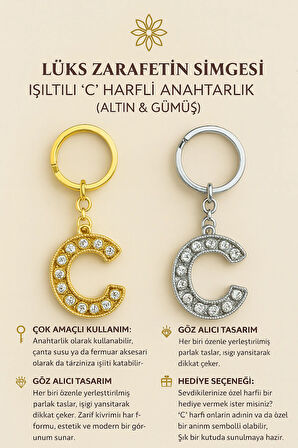 Işıltılı ‘C’ Harfli Anahtarlık – Lüks ve Anlamlı Bir Dokunuş