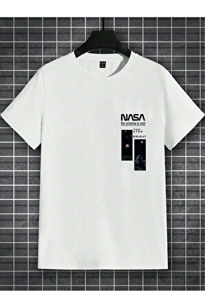 Siyah Oversize Nasa Baskılı T-shirt - Oversize Baskılı garalio
