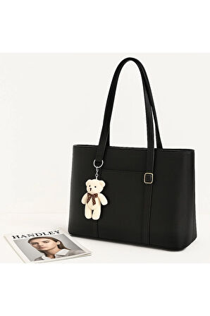 Sevimli Ayıcık Charm Büyük Kapasiteli Omuz Çantası