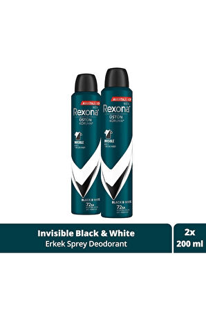 Rexona Men Invisible Black & White 72 Saat Erkek Sprey Deodorant 2 x 200 ML
