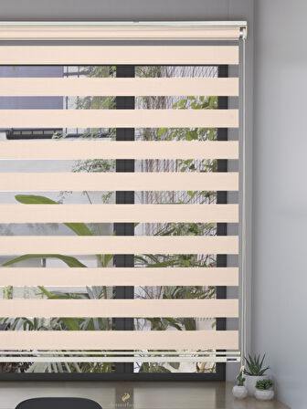 Demor Home Krem Rengi Yüksek Kalite Bambu Zebra, Mekanize Perde