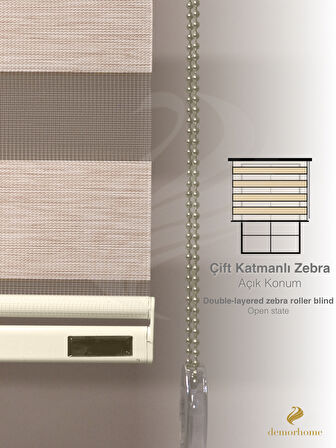 Demor Home Krem Rengi Yüksek Kalite Bambu Zebra, Mekanize Perde