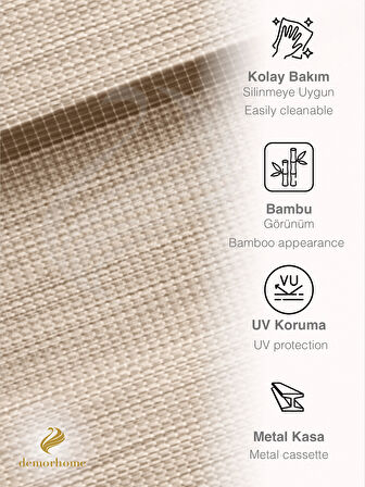 Demor Home Krem Rengi Yüksek Kalite Bambu Zebra, Mekanize Perde