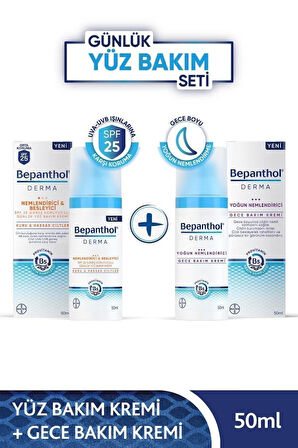 Bepanthol Derma Nemlendirici & Besleyici Spf 25 Günlük Yüz Kremi 50ml + Derma Yoğun Nemlendirici Gece Kremi 50ml