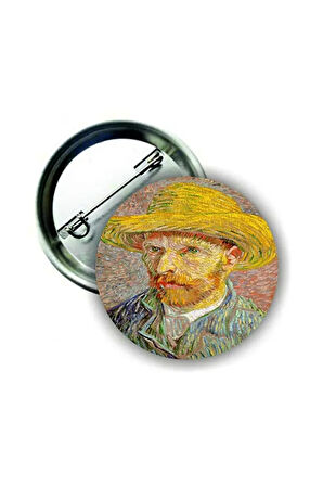 Vincent Van Gogh - Hasır Şapkalı Otoportre Ünlü Ressam Buton Rozet