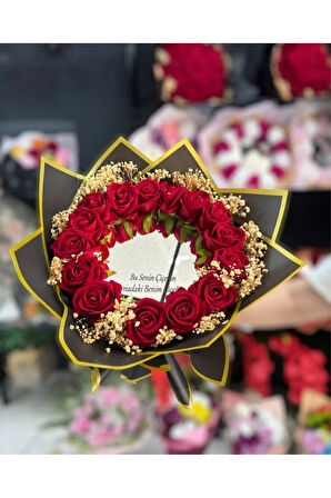 Aynalı Buket Bu Senin Çiçeğin Aynadaki Benim Çiçeğim Yazılı