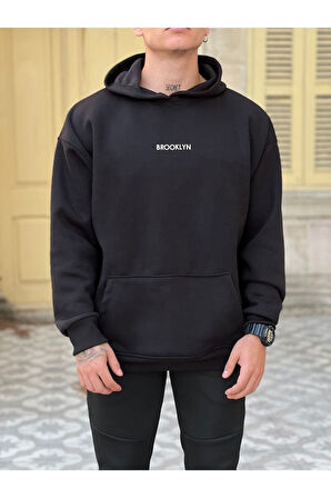 LUNAVISITA Kovboy Unisex Siyah Kapşonlu Müslüm Gürses Baskılı Sweatshirt