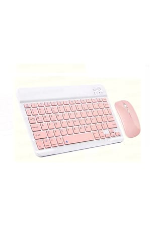 Ultra İnce Bluetooth Pembe Klavye Mouse Seti Tablet & Laptop İçin